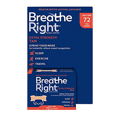 Breathe Right Nasal Strips, Extra Strength Tan, 72 ct.