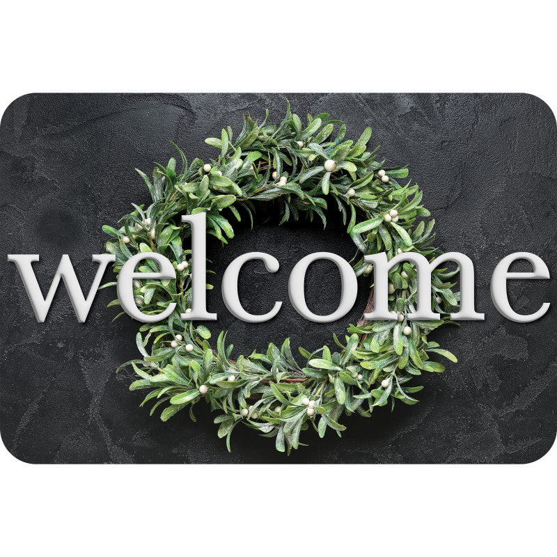 Welcome Mat 15.5X23.5 Slate Wreath (Pack of 2)