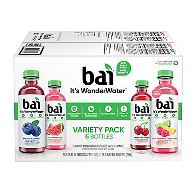 Bai Flavors Variety Pack Antioxidant Infused Water Beverage, 15 pk./18 fl. oz.