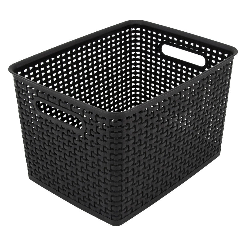 Plastic Weave Bin Large Black (Pack of 6)