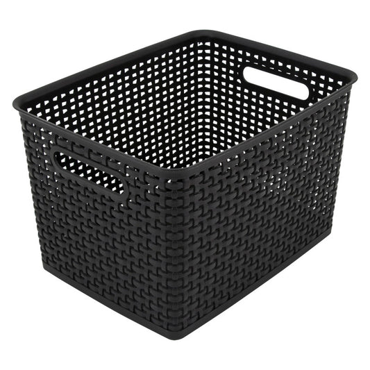 Plastic Weave Bin Large Black (Pack of 6)
