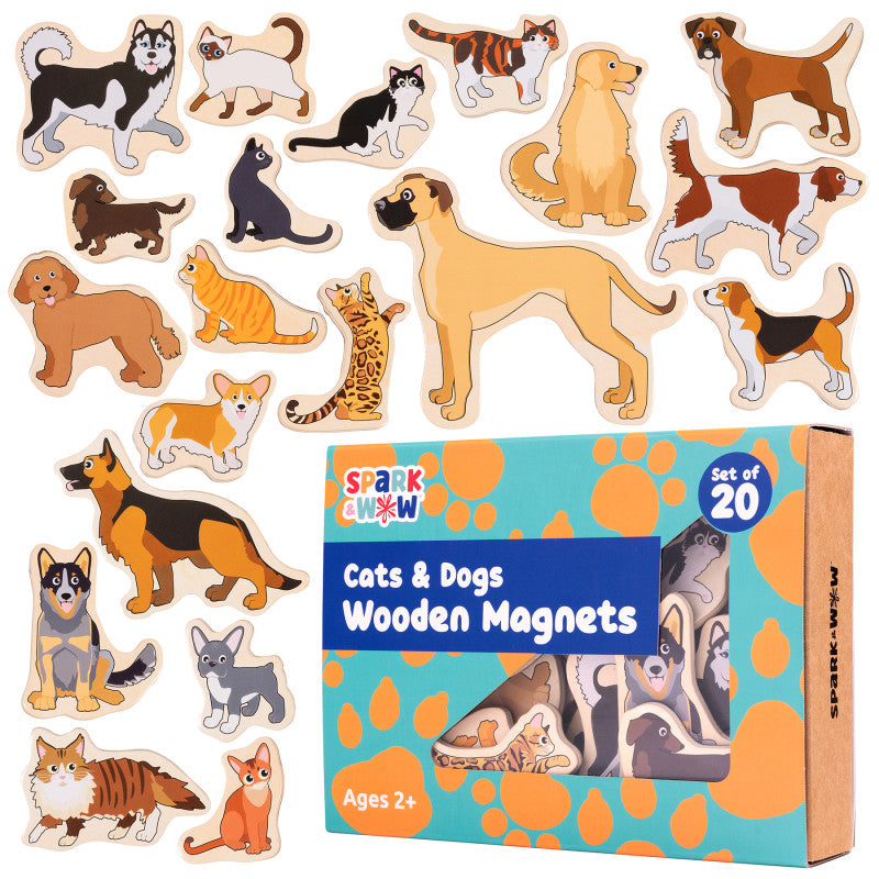 Wooden Magnets Cats & Dogs 20/St (Pack of 6)