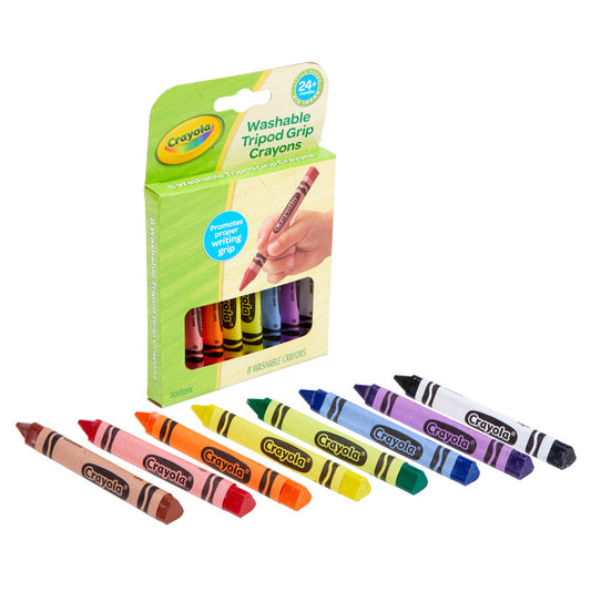 8Ct Washable Tripod Grip Crayons (Pack of 12)