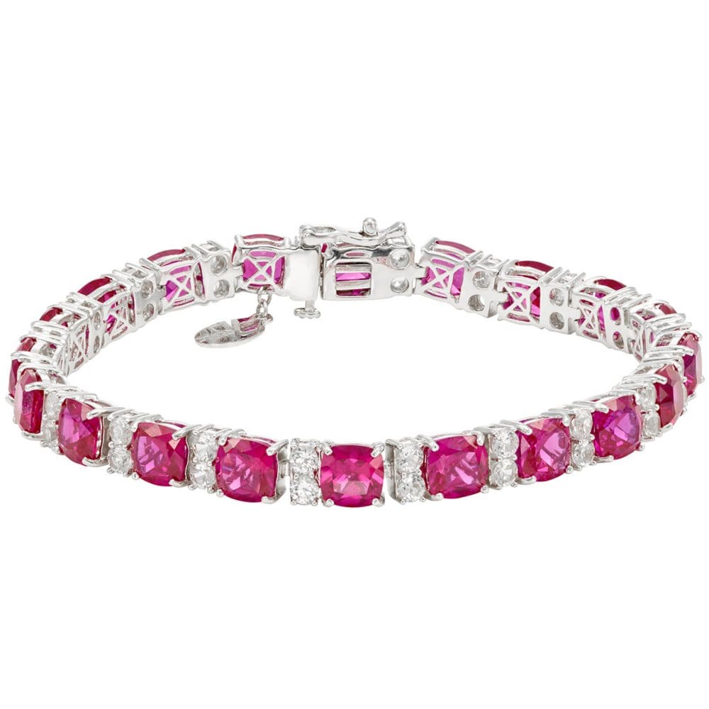 20 CT. T.W. Lab-Created Ruby &Lab-Created White Sapphire Sterling Silver Bracelet - Ruby - 20