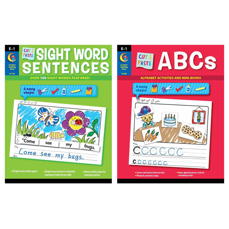 Cut And Paste Letters & Sight Words 2-Book Set