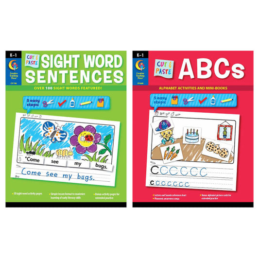 Cut And Paste Letters & Sight Words 2-Book Set