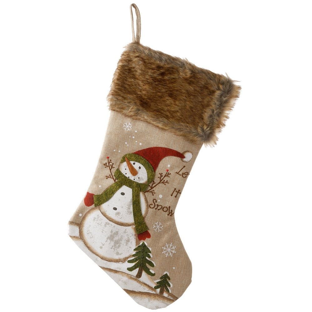 21 Alpine Collection Red Hat Snowman Stocking - Cozy Christmas - 21