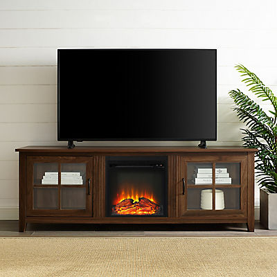 W. Trends 70" Traditional Window Pane Door TV Stand for Most TV's up to 80"