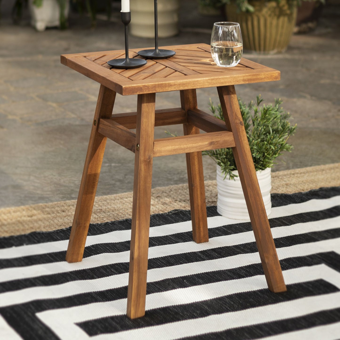 W. Trends Outdoor Acacia Wood Side End Table