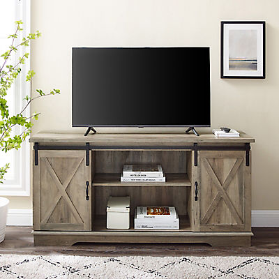 W. Trends 58" Sliding Barn Door TV Stand for Most TV's up to 65"