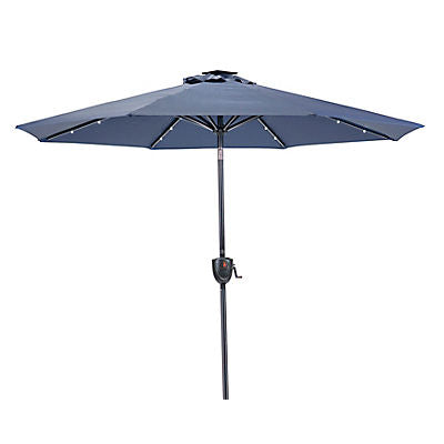 Sun-Ray 9' Round Solar Lighted Bluetooth Market Umbrella - Blue