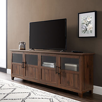 W. Trends 70" Farmhouse Split Panel Door TV Stand for Most TV's up to 80" - Dark Walnut