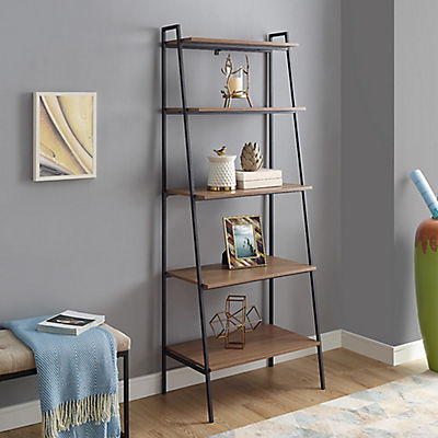 W. Trends 72" Industrial Ladder Storage Bookcase - Brown