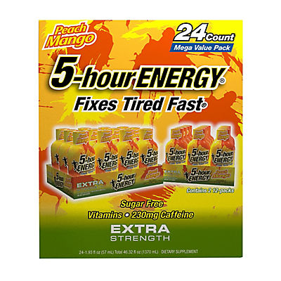 5-Hour Energy Shot Extra Strength - Peach Mango, 24 pk./1.93 oz.