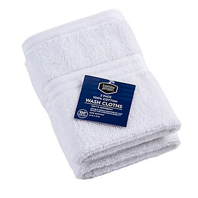 Berkley Jensen Cotton Wash Cloths, 2 pk. - White