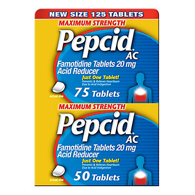 Pepcid AC Maximum Strength for Heartburn, 50 & 75 ct., 2 pk./125 ct.