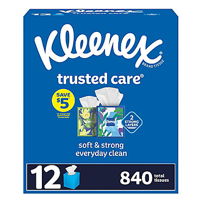 Kleenex Trusted Care 2-Ply Facial Tissues, 12 pk./70 Tissues per Box