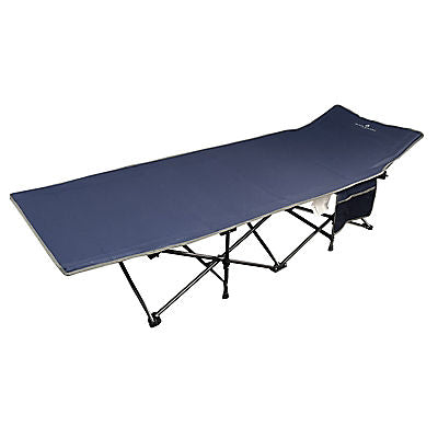 Black Sierra Quick Fold Fold Cot with Side Pocket - Denim Blue