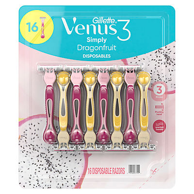 Gillette Venus Simply 3 Dragonfruit Women's Disposable Razor, 16 ct.