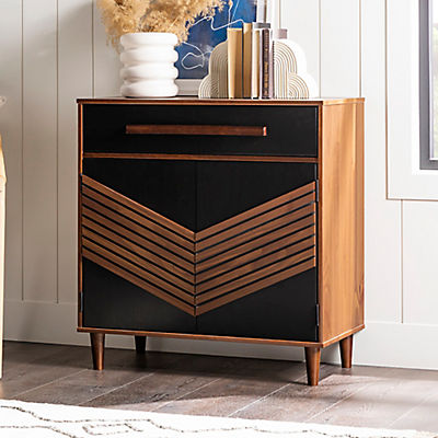 W. Trends Anderson 32" Chevron Wood Detail Accent Cabinet
