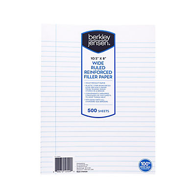 Berkley Jensen 500 Ct. Reinforced Filler Paper Wide Ruled - White