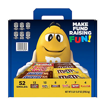 M&M's, Skittles, Snickers, Twix and Starburst Fundraiser Chocolate Fruity Candy Bulk Variety, 52 ct.