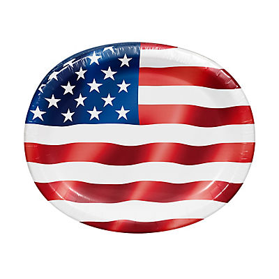 Berkley Jensen Stars and Stripes Oval Platter, 60 ct.