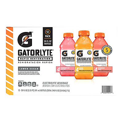 Gatorlyte Rapid Rehydration Electrolyte Beverage Variety Pack, 12 pk.