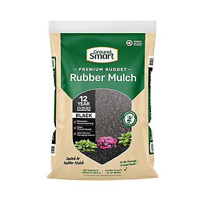 GroundSmart Rubber Mulch, 1.25 cu. ft. - Black