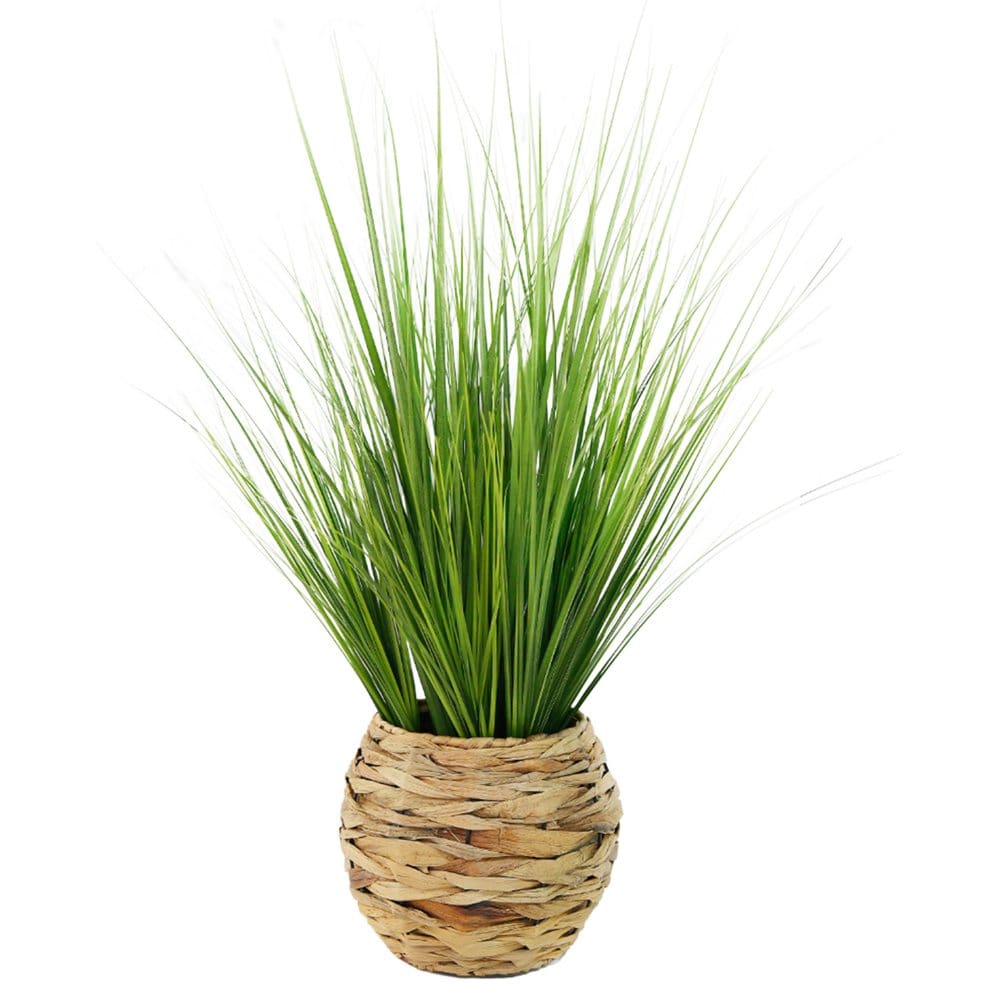 30 Artificial Grass in Woven Sea Grass Round Basket - Faux Plants - 30