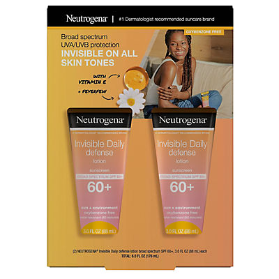 Neutrogena Invisible Daily Defense SPF 60+ Sunscreen, 2 pk./3 fl. oz.