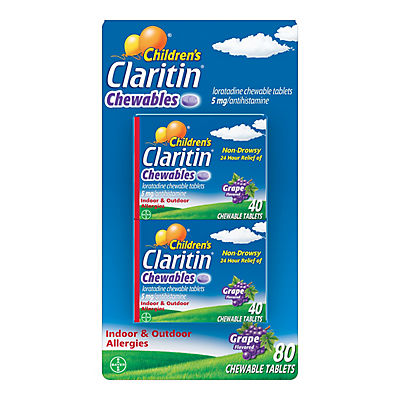 Claritin 24-Hour Non-Drowsy Allergy Relief Chewables for Kids, 80 ct.