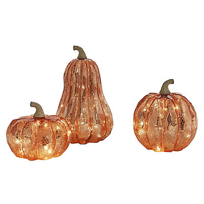 Berkley Jensen 3 pc. Lighted Glass Pumpkin Set