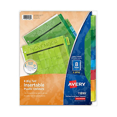 Avery Big Tab Plastic Insertable Dividers, 8 ct./2 pk.