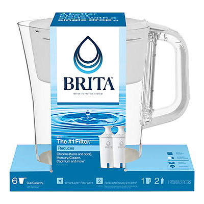 Brita White Small Six-Cup Pitcher with Two Brita Standard Filters