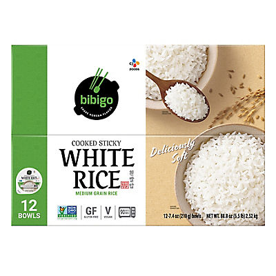 Bibigo Cooked Sticky Rice Bowls, 12 ct.