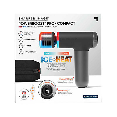 Sharper Image Powerboost Pro+ Compact Hot & Cold Percussion Massager with Dual-Temperature Massage Node