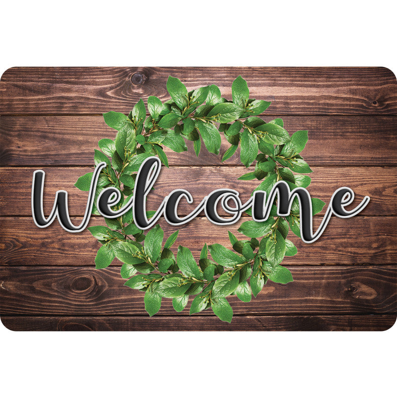 Welcome Mat 15.5X23.5 Green Wreath (Pack of 2)
