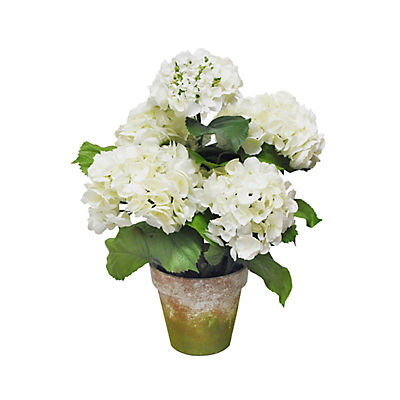Winward Potted Hydrangea Decorative Artificial Plant - White