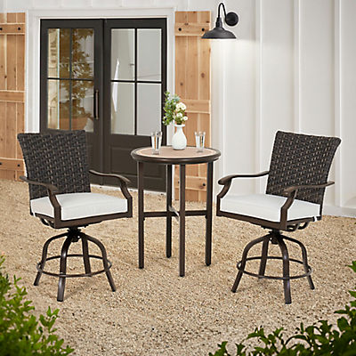 Berkley Jensen Outdoor Patio Portsmouth 3-Pc. Bar Height Swivel Bistro Set