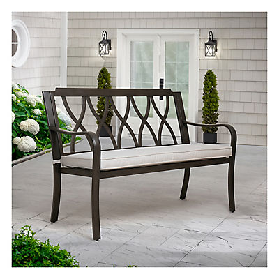 Berkley Jensen Verona 2-Person Lattice Back Aluminum Bench - Beige