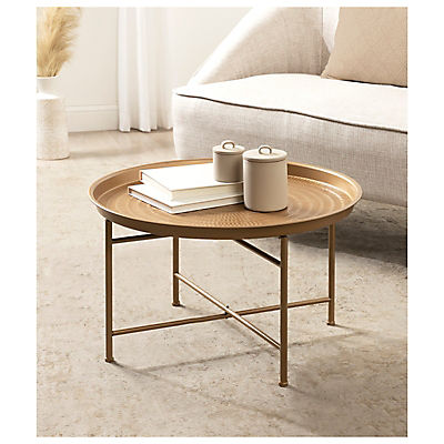 Kate and Laurel Mahdavi Boho-Chic Hammered Metal Tray Coffee Table - Dark Gold
