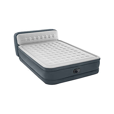 Intex Queen Inflatable Queen Air Bed with Headboard and Air Pump - Gray