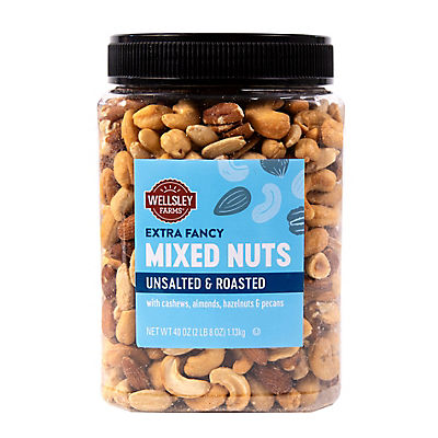 Wellsley Farms Roasted Unsalted Fancy Mixed Nuts, 40 oz.