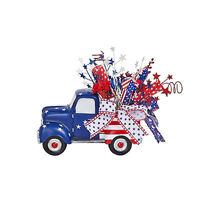 Berkley Jensen 20" Independence Day Resin Tabletop Truck with Floral Arrangement