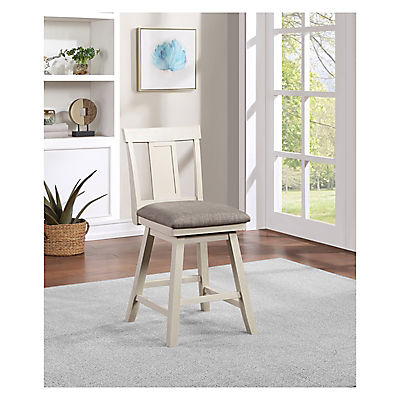 Willow 24" Wood Swivel Barstool - White