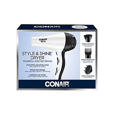 Conair 1875 Watt Style & Shine Dryer with 3 Attachments
