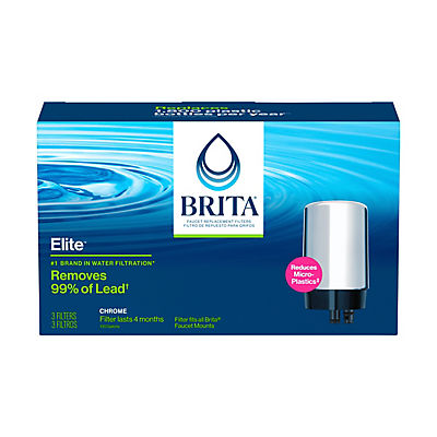 Brita Faucet Mount System Replacement Filter, Without BPA, Chrome, 3 ct.