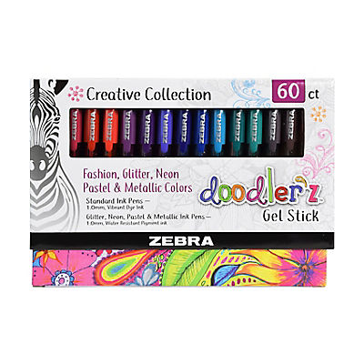 Zebra Doodler'z Gel Stick 1mm Gel Pens, 60 pk. - Assorted Colors
