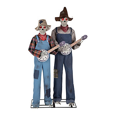 Berkley Jensen Lifesize 6' and 5.5' Banjo Playing Skeletons